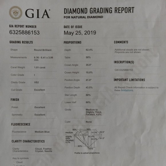 1.01 Carat solitaire ring with platinum band - Picture 1 of 2